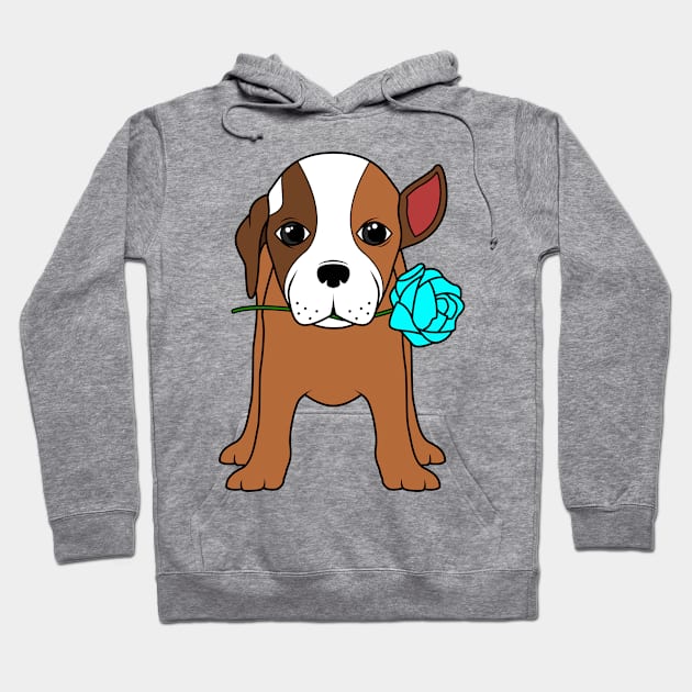 Crazy dog with a rose Hoodie by Markus Schnabel